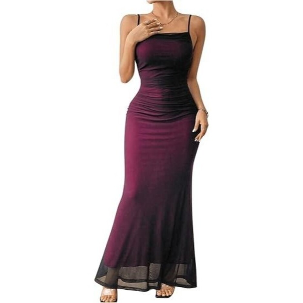 GORGLITTER Women's Maxi Dress X-LARGE Purple Bodycon Formal Wedding Long Dress